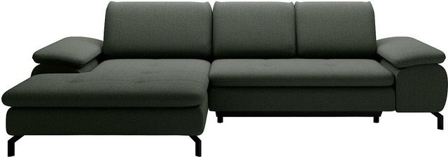 Vente-unique Schlafsofa Archibald in Grün mit L-Form und Armlehnen - Bild 1