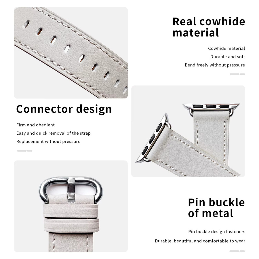 Kebitt Uhrenarmband Leder, kompatibel mit Apple Watch, 42 mm, 45 mm, 46 mm, 49 mm - Bild 4