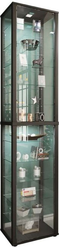 VCM Standvitrine Kavisa XXL in Schwarz mit ESG-Sicherheitsglas, H x B x T: 227 x 50 x 38 cm - Bild 2