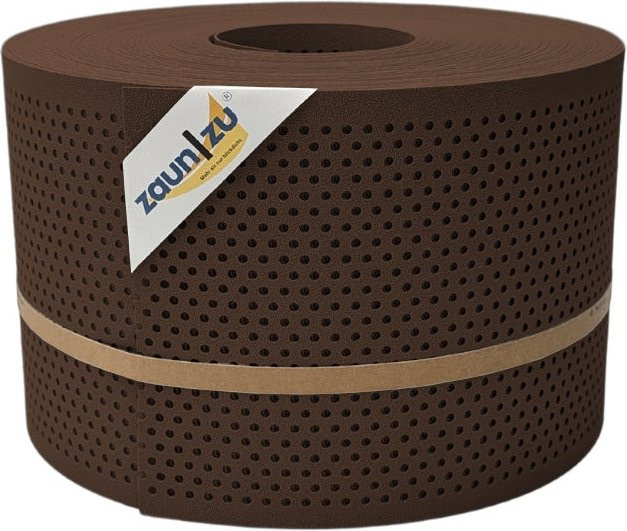 zaun zu Sichtschutzstreifen PP Premium Gelocht Semi-Transparent Braun 50m - Bild 1