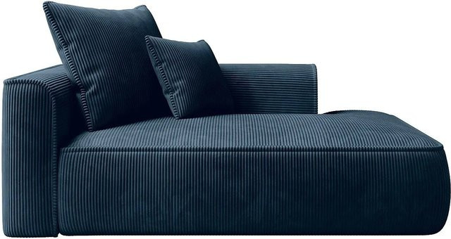 Vente-unique Recamiere Pineta ohne Schlaffunktion in Blau mit Cord-Bezug B/T/H: 180 x 115 x 67 cm - Bild 1