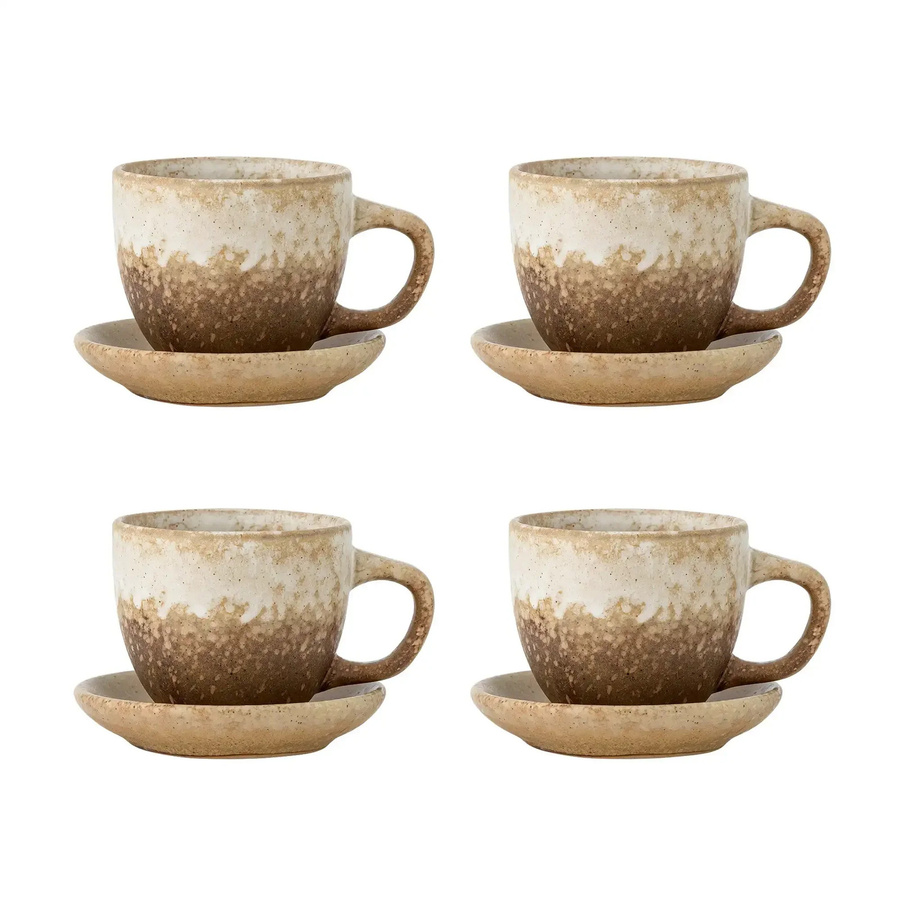 Bloomingville Becher aus Keramik in der Farbe Nature Brenta, 4er-Set - Bild 1