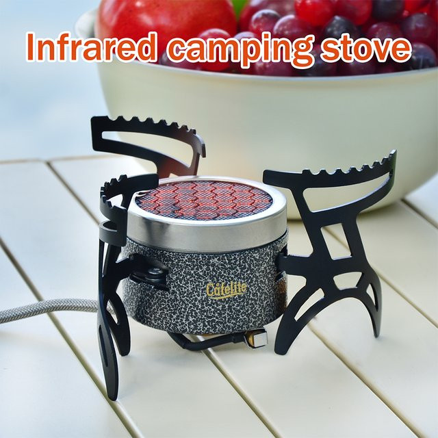 RESISTLAND Outdoor Infrarot Campingherd, wasserdichter und energiesparender Mini-Gasbrenner in Schwarz, ultraleicht und klappbar für das Kochen beim Camping - Bild 1
