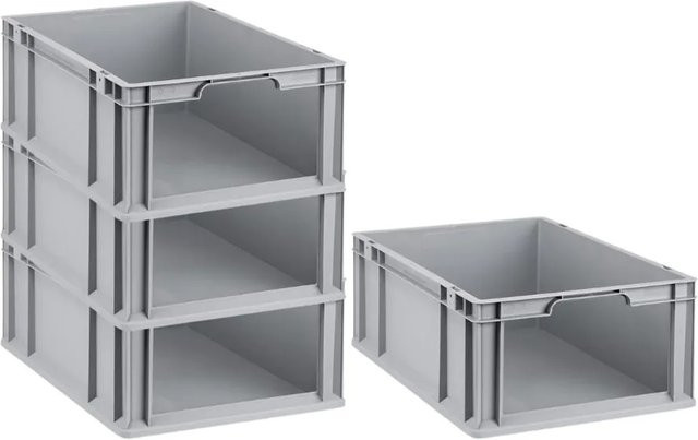 PROREGAL SuperSparSet 4x Eurobox NextGen Store Eurobehälter Transportbox mit offener Front, Grau, H x B x T: 22 x 40 x 60 cm - Bild 1