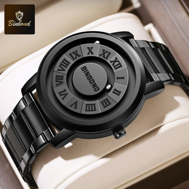 BINBOND Armbanduhr Quarz, Edelstahl, Schwarz, Herren - Bild 1