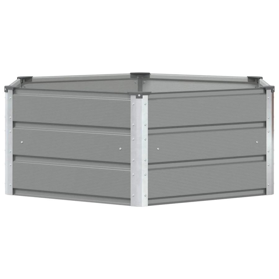 vidaXL Pflanzkübel aus Stahl in Hellgrau, B/T/H: 129 x 129 x 45 cm - Bild 2