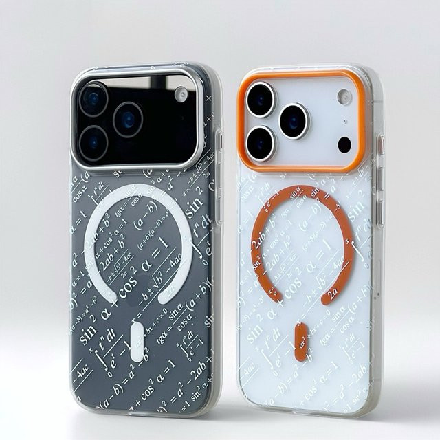 Apple MagSafe Schutzhülle mit mathematischem Formel-Design für iPhone 17 Pro Max, 16, 15, 14 in Orange, matt und transparent - Bild 1