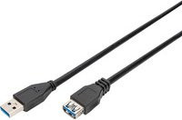 DIGITUS USB 3.2 Gen 1 Verlängerungskabel USB-A Stecker auf USB-A Buchse, Schwarz - Bild 1