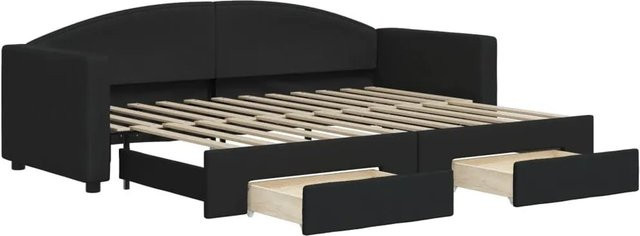 vidaXL Tagesbett ausziehbar mit Schubladen in Schwarz mit Stoffbezug B/T/H: 200 x 80 x 75 cm - Bild 1
