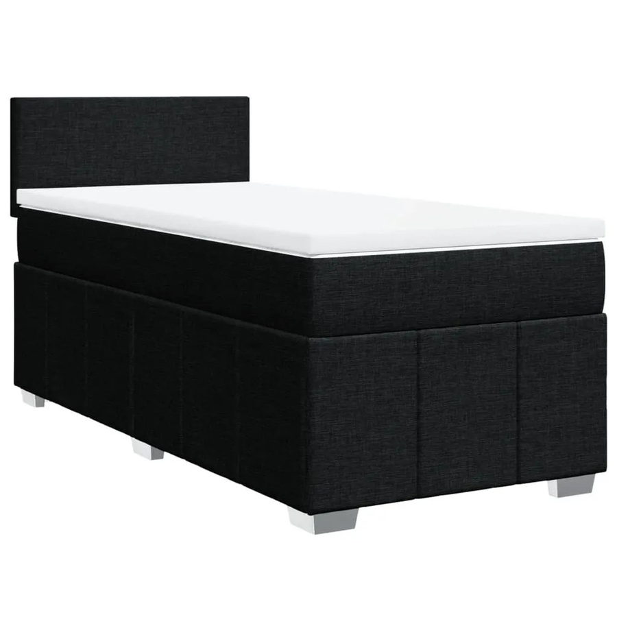 vidaXL Boxspringbett mit Matratze Schwarz, Hybridbett mit USB-Ladeport und Unterbettbeleuchtung, B/T: 80 x 200 cm - Bild 2