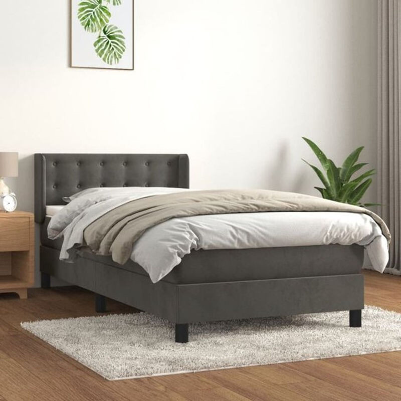 Vidaxl Boxspringbett mit Matratze aus Samt in Anthrazit B/T/H: 100 x 200 cm - Bild 1