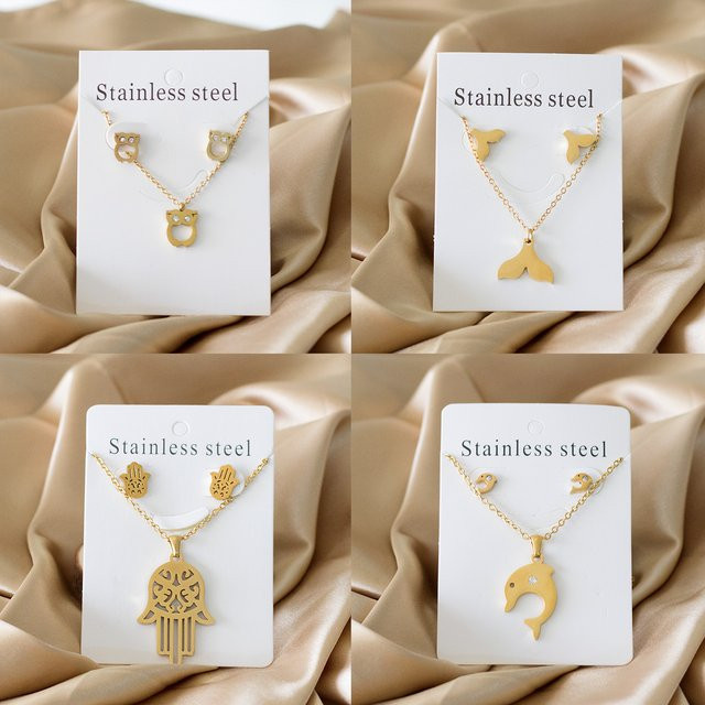 LUXUKISSKIDS Schmuck-Set Halskette und Ohrringe, Edelstahl, Gold, Damen - Bild 1