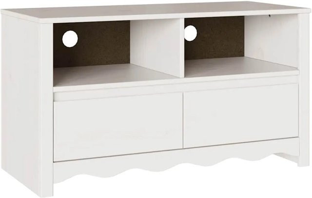vidaXL TV-Schrank Drammen aus Massivholz Kiefer in Weiß, B/T/H: 99 x 43 x 55 cm - Bild 1