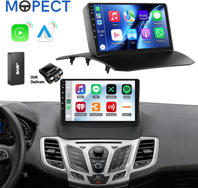MOPECT Autoradio mit 128G Speicher für Ford Fiesta 2009-2017, kabelloses CarPlay und Android Auto, GPS, WiFi, Multimedia Stereo mit DAB+ und DVR in Schwarz - Bild 1
