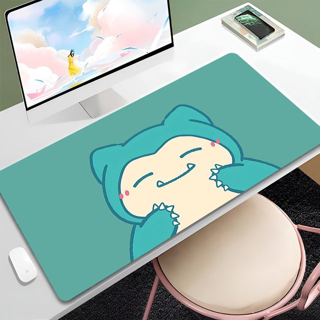 Potdemiel Mauspad mit Snorlax Anime Motiv, rutschfeste Schreibtischunterlage für PC und Laptop, mehrfarbig - Bild 1