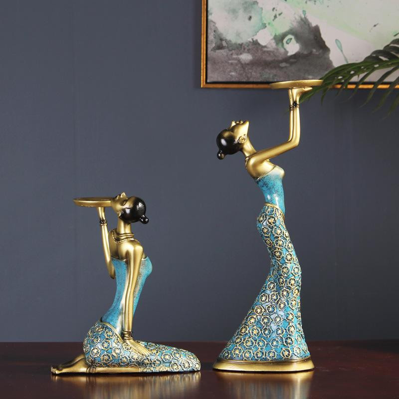 Yiran Furniture Kerzenständer im europäischen Retro-Stil, Gold, Tischdekoration aus Harz und Kunststoff - Bild 2