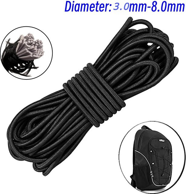 Elastisches Gummiband in Schwarz für Handwerk, DIY und Bekleidung, verschiedene Stärken von 3 mm bis 8 mm - Bild 1