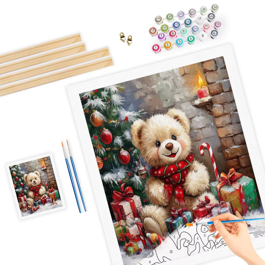 RUOPOTY Teddybär Malbild nach Zahlen, Kunstbedarf Kit, ab 14 Jahren - Bild 3