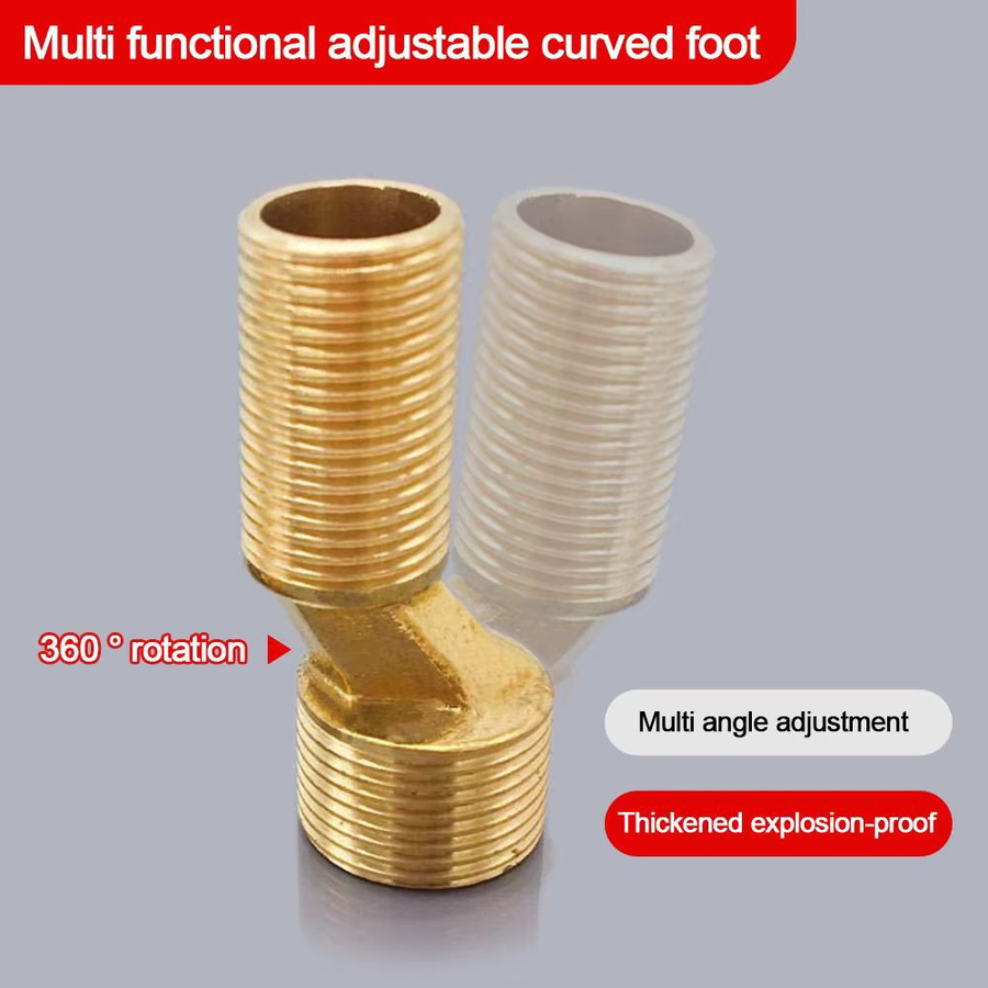 Verdickter Duscharmatur-Adapter aus Kupfer in Gold für die Wandmontage mit exzentrischer Schraubenecke und abgewinkeltem Fuß - Bild 2