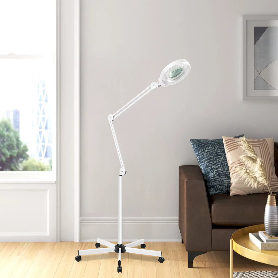 8X 24W LED-Lupenlampe mit 3-facher Vergrößerung, 120 LED-Leuchten und verstellbarem Schwenkarm in Weiß - Bild 2