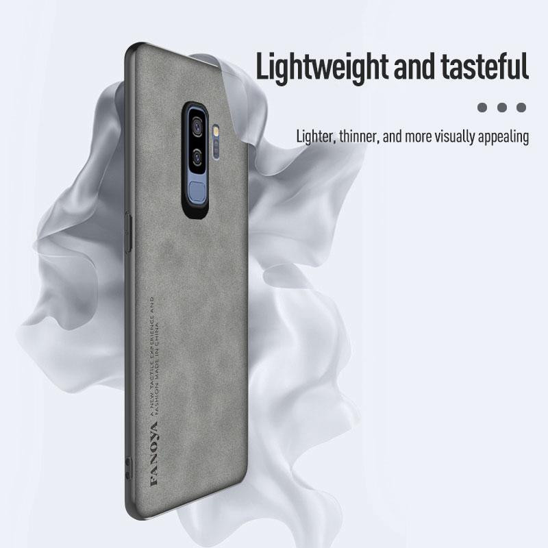 Retro Silikon Schutzhülle für Samsung Galaxy S9 Plus in Lederoptik, stoßfest und matt verfügbar in Schwarz, Blau, Grau und Braun - Bild 3