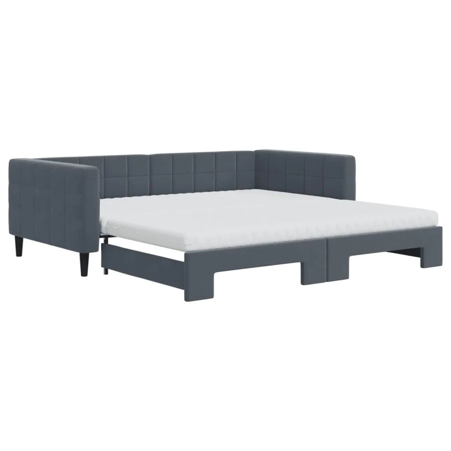 vidaXL Tagesbett aus Samt mit Matratze und Ausziehfunktion, Dunkelgrau, B/T/H: 200 x 100 x 68 cm - Bild 2