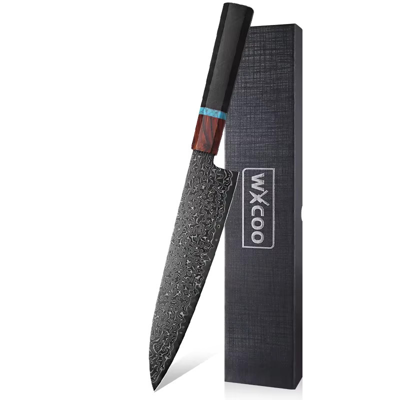 WXCOO Santoku-Küchenmesser aus Damaststahl mit VG10-Klinge und Holzgriff in Multicolour - Bild 6