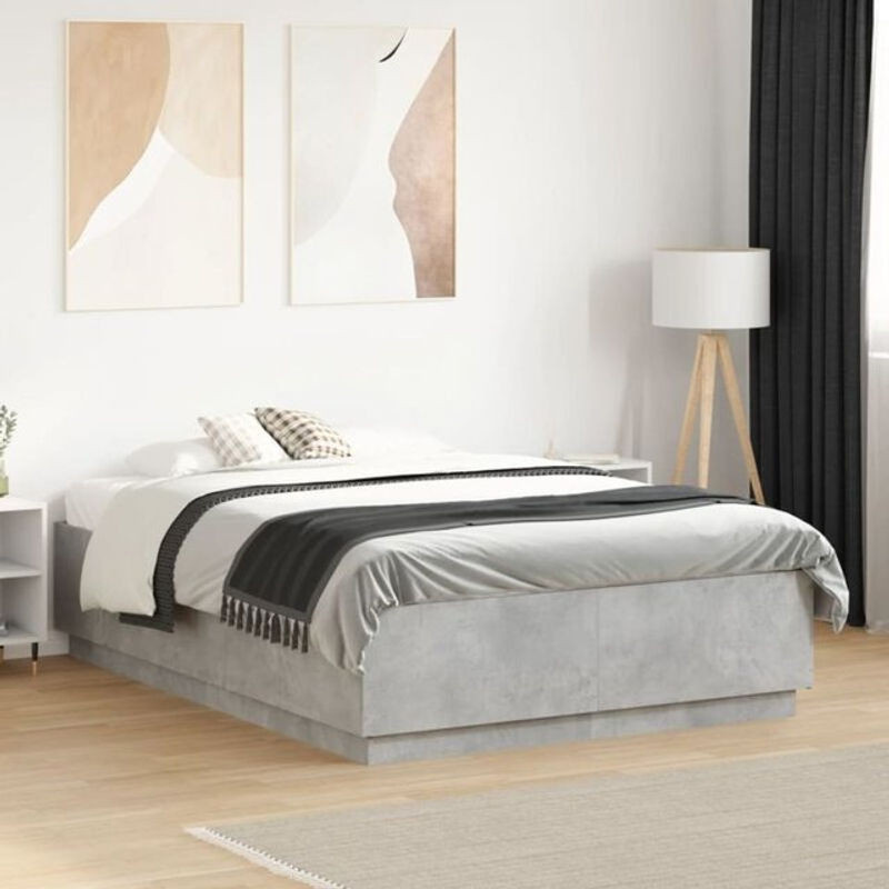 Modernes Bettgestell von Vidaxl aus Holzwerkstoff in Grau, B/T/H: 140 x 190 cm - Bild 1