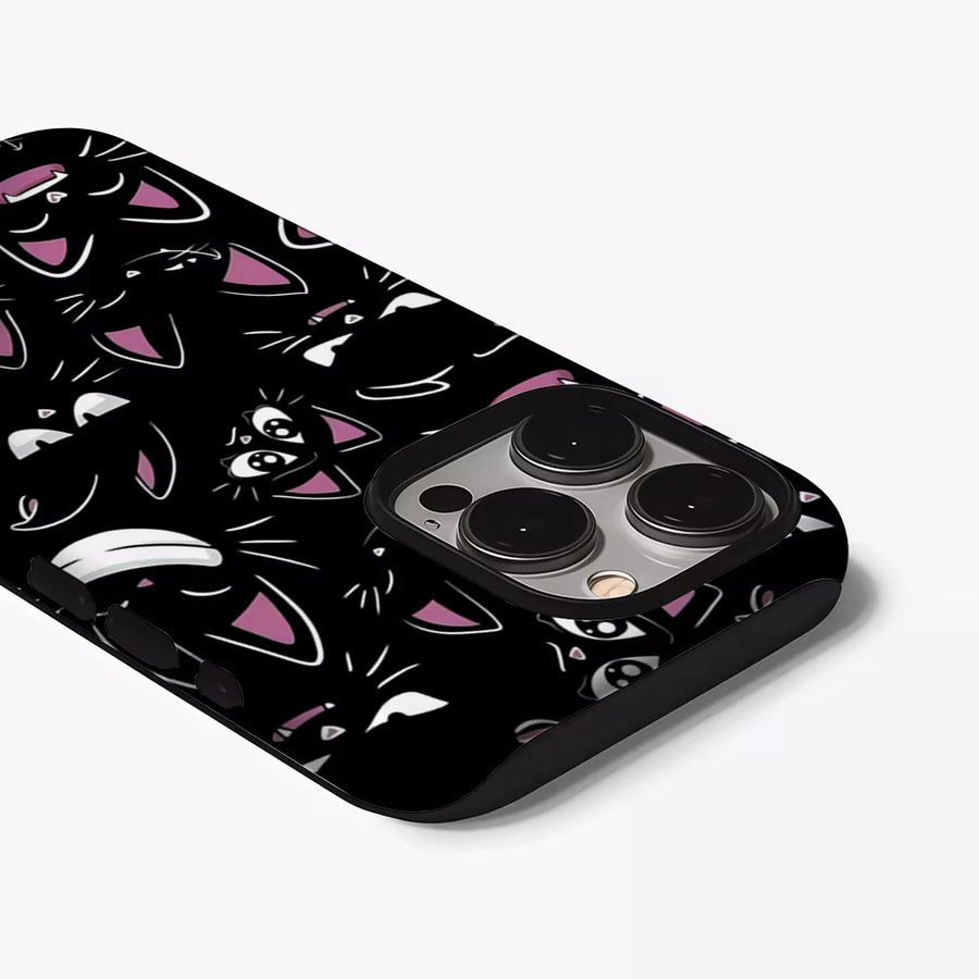 Potdemiel Handyhülle Midnight Cat Grin für iPhone 17 16 15 14 13 Pro Max Plus, Schwarz, Doppelschichtige Rückseite - Bild 3