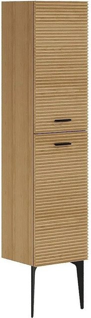 Badschrank Sarone von Vente-unique in Naturfarben Hell mit Soft-Close-Türen und Regalfächern, B/T/H: 35 x 30 x 140 cm - Bild 1