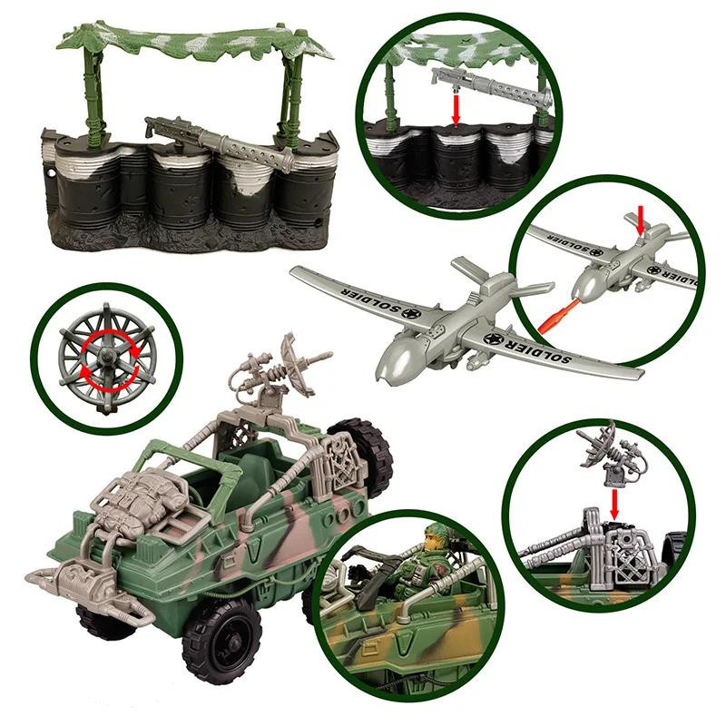 Yiran toy 1 Soldaten-Set Armeefahrzeuge Militärwaffen Armeegrüne Tarnung ab 18+ - Bild 3