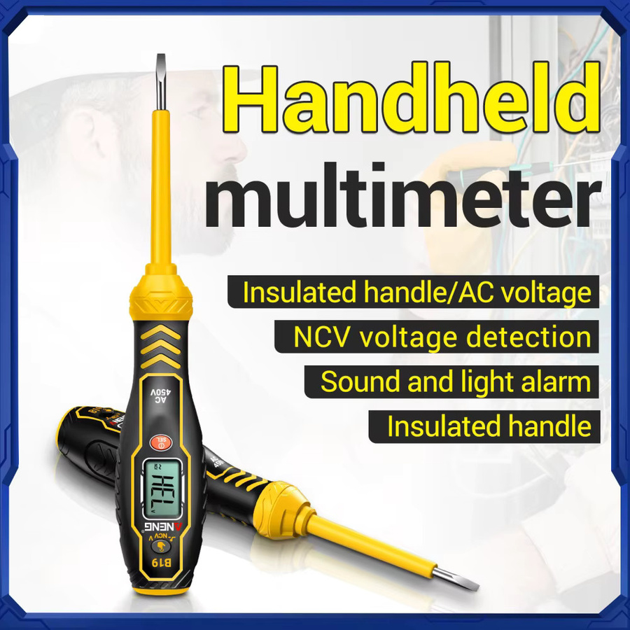 ANENG B19 Multifunktionaler Elektriker-Prüfschraubendreher, Berührungsloser Spannungsprüfer und Induktions-Teststift in Gelb - Bild 5