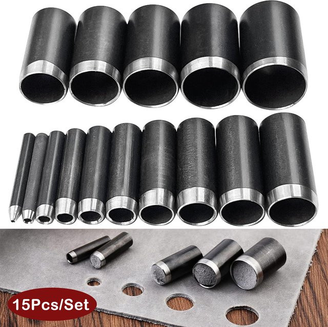 15-teiliges Leder-Kreisschneider-Werkzeug-Set mit Aufbewahrungsbox, Hohlstanzer und Cutter-Werkzeug für Lederhandwerk, 1–15 mm - Bild 1