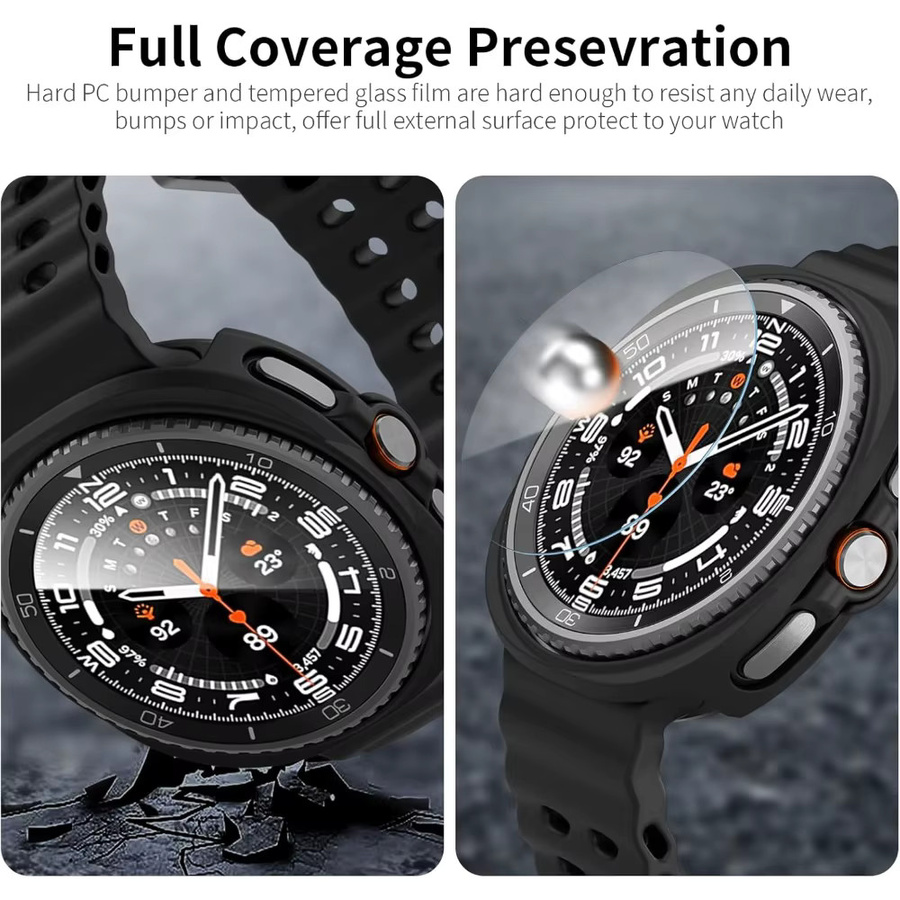 Mptionx Uhrenzubehör PC-Abdeckung + Glas, Schwarz, Samsung Galaxy Watch 8 - Bild 4