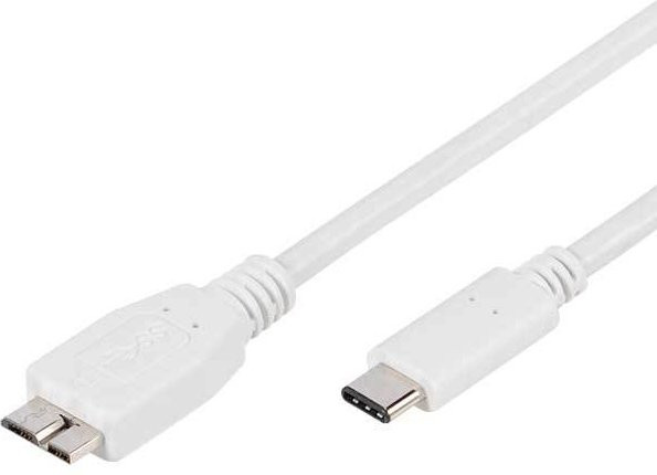 Vivanco USB Type C auf USB 3.0 Micro B Adapterkabel in Weiß, Länge: 1 m - Bild 1