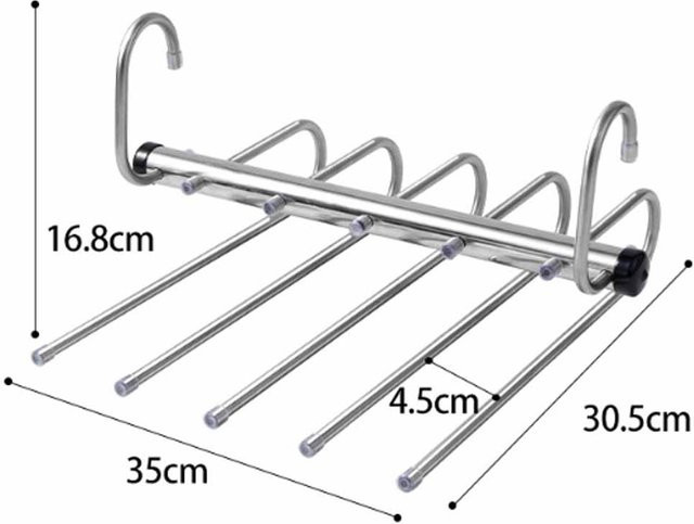 Xiao-Xiao 5-lagiger multifunktionaler Hosenbügel aus Edelstahl in Grau, platzsparender Kleiderbügel Organizer für deinen Kleiderschrank - Bild 1