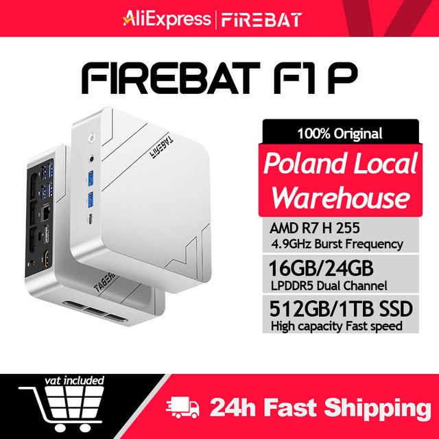 Firebat Mini-PC F1 P Gaming Desktop mit AMD Ryzen 7 H, 16GB DDR5, 512GB SSD und Windows 11 Pro, Wi-Fi 6 und USB4.0 - Bild 1