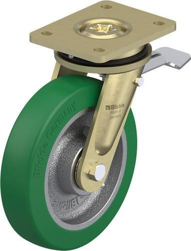 Blickle Lenkrolle LS-GST 200K-ST mit Feststeller in Silber und Grün, Rad-Durchmesser: 200 mm, Tragfähigkeit: 800 kg - Bild 1
