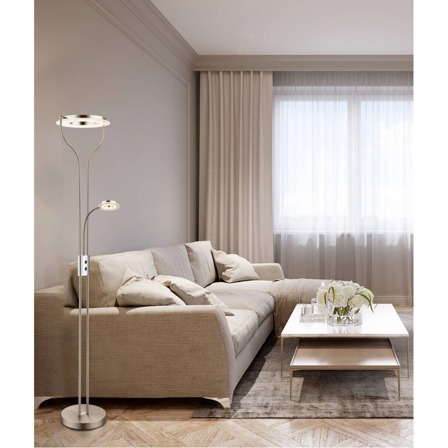 GLOBO Stehlampe Andreas in Nickel matt und Chrom mit Acryl, B: 31 cm, H: 194 cm - Bild 2