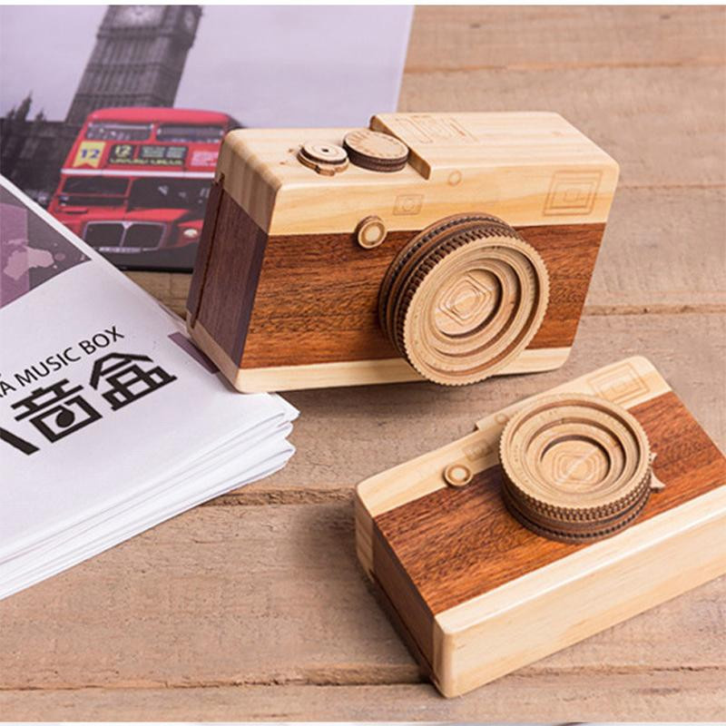 Yiran Furniture Retro Kamera aus Holz Spieluhr - Bild 3