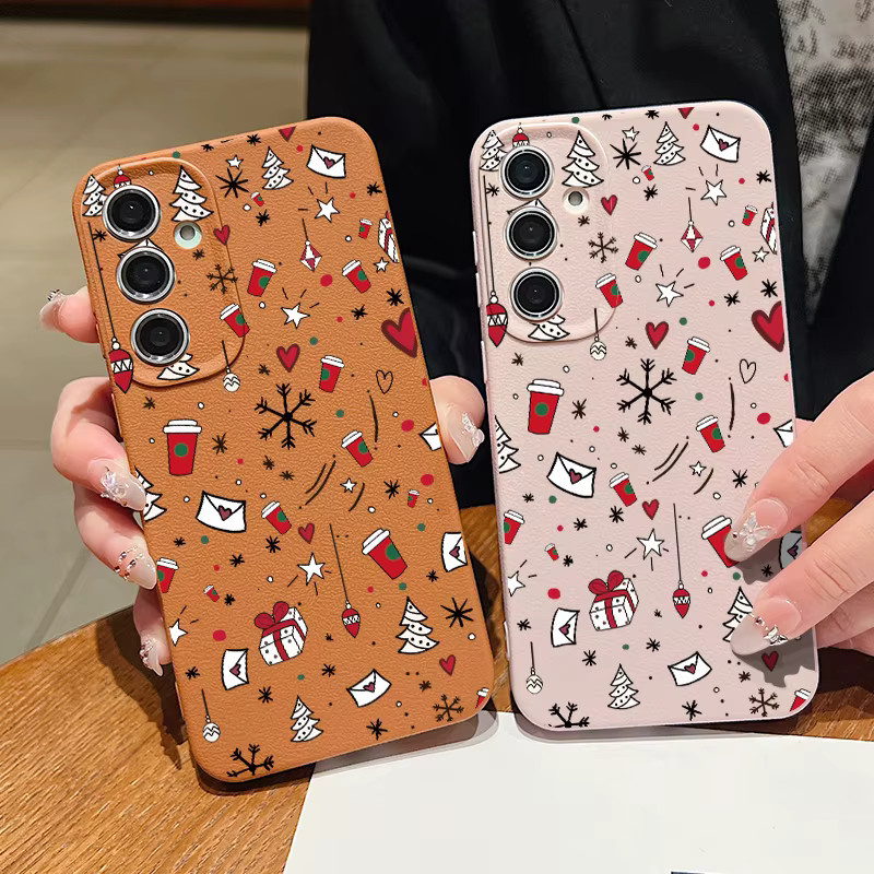 Weiche Handyhülle mit Weihnachtsmuster für Samsung Galaxy S25 Ultra, S24 FE, S23, S22, A55, A54, A16, A15 und weitere Modelle in Multicolour und Braun - Bild 1