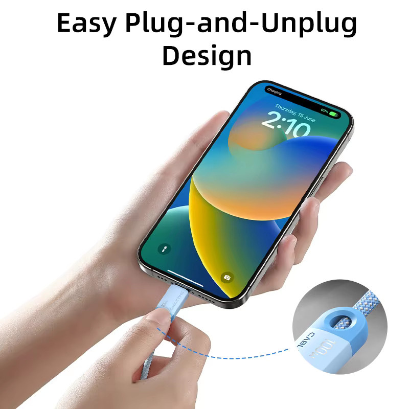 CABLETIME PD100W USB-C-Kabel in Blau mit 5A QC Schnellladefunktion und 480Mbps Datenübertragung - Bild 3