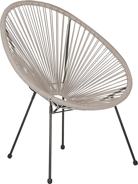 Beliani Cocktailsessel im Boho-Stil aus Rattan und Metall in Grau Schwarz B: 90 cm, T: 70 cm, H: 87 cm - Bild 1