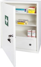 Eichner Medikamentenschrank aus Metall in Weiß mit abschließbarem Innenfach und 2 Einlegeböden, B/T/H: 55,0 x 20,5 x 38,0 cm - Bild 1