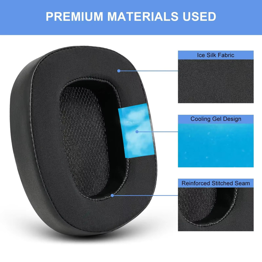 Ersatz-Eisgel-Ohrpolster in Schwarz für Logitech Gaming Headsets G930 G933 G935 G633 G635 G533 G430 G433 G435 - Bild 5