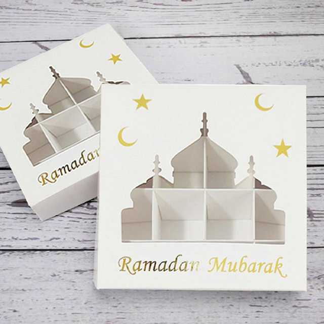 DIY Eid Candy Box Set Schokoladenverpackung mit 16 Fächern in Gold und Weiß für Ramadan und Party-Dekoration - Bild 1