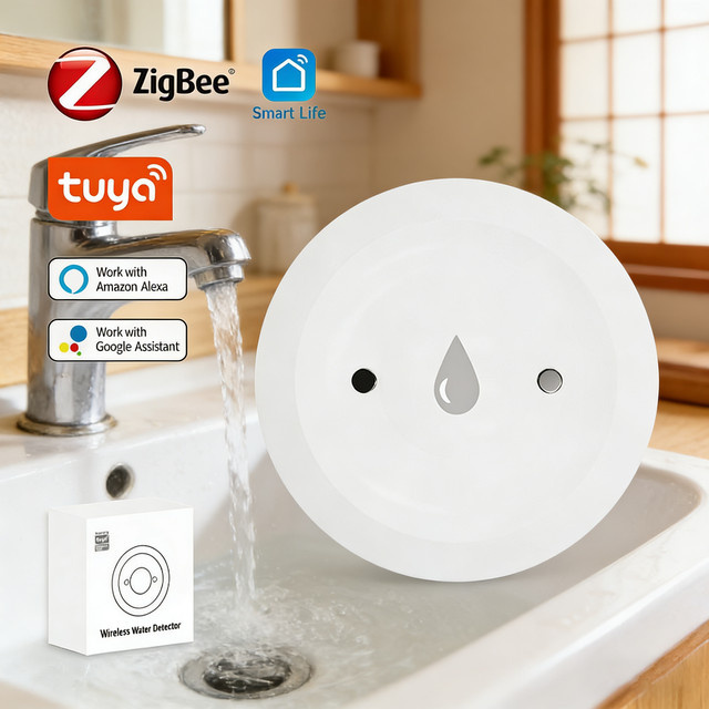 Tuya ZigBee 3.0 Intelligenter Wassersensor Leckdetektor in Weiß zur Smart Life Steuerung - Bild 1
