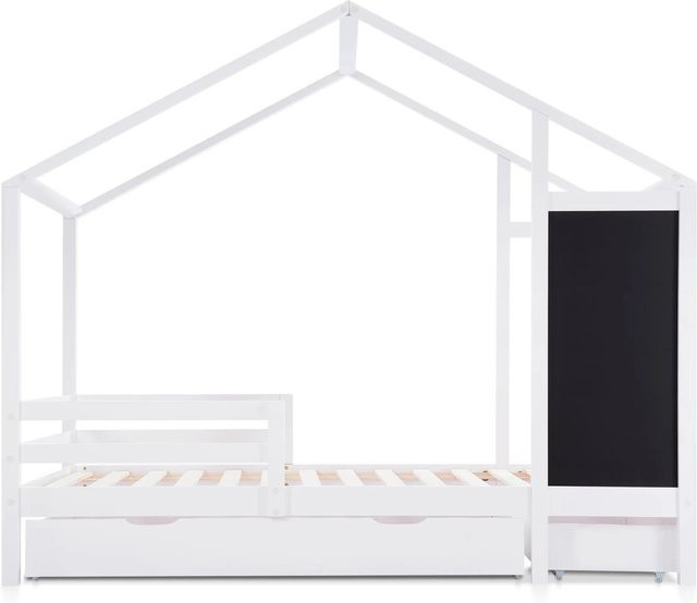 Merax Kinderbett aus Massivholz mit Schubladen in Weiß, B/T/H: 90 x 200 x 120 cm - Bild 1