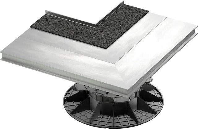 GS Terrassen Aluminium Randhalter Innenecke für Plattenverlegung in Silber, Höhe: 27-40 mm - Bild 1