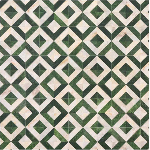 Primaflor PVC Twilight Bodenbelag in Tile-Look, modern und geometrisch, Multicolor und Grün, Breite: 200 cm, Länge: 1350 cm - Bild 1